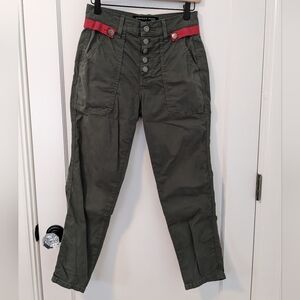 Veronica Beard Arya Straight Leg Army Green Pants size 25 High Rise